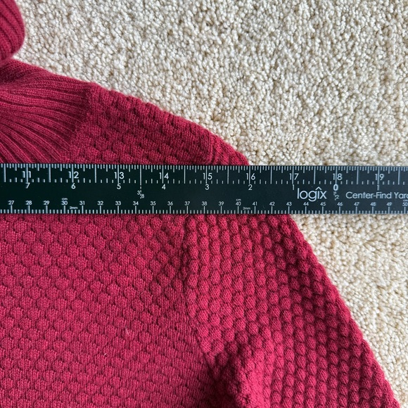 Athleta Merino Wool Turtleneck Sweater Women Size L Red Textured Knit Stretch - Picture 6 of 9